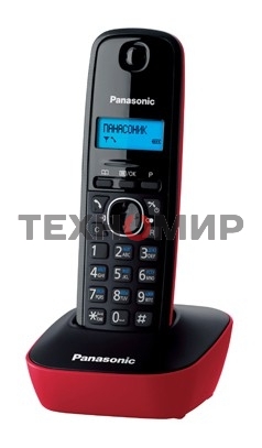 Телефон беспроводной (DECT) Panasonic KX-TG1611RUR (красный) АОН, Caller ID,12 мелодий звонка,подсветка дисплея,поиск трубки