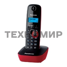 Телефон беспроводной (DECT) Panasonic KX-TG1611RUR (красный) АОН, Caller ID,12 мелодий звонка,подсветка дисплея,поиск трубки