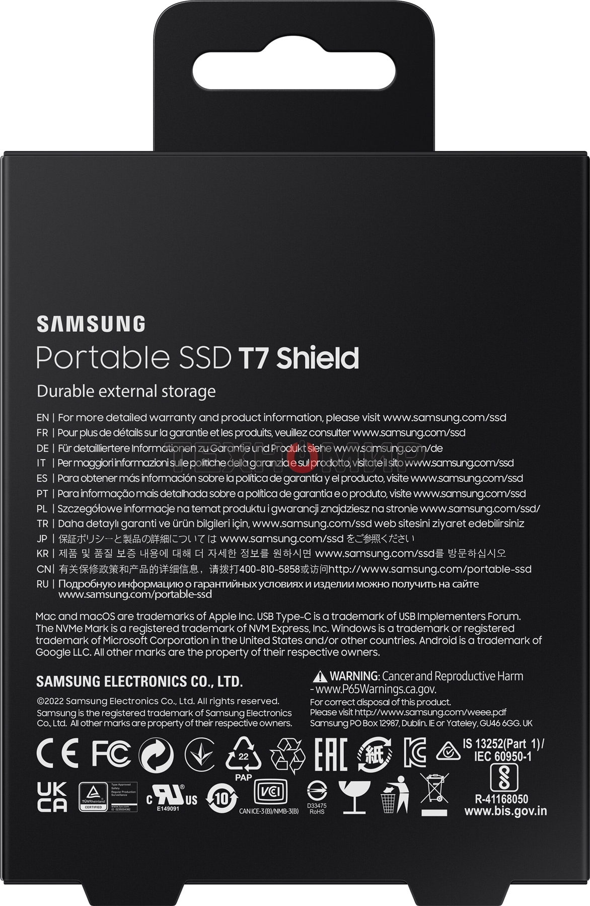 Внешний SSD Samsung T7 Shield, 4TB, USB 3.2 Gen 2 Type-C, R/W 1050/1000, черный