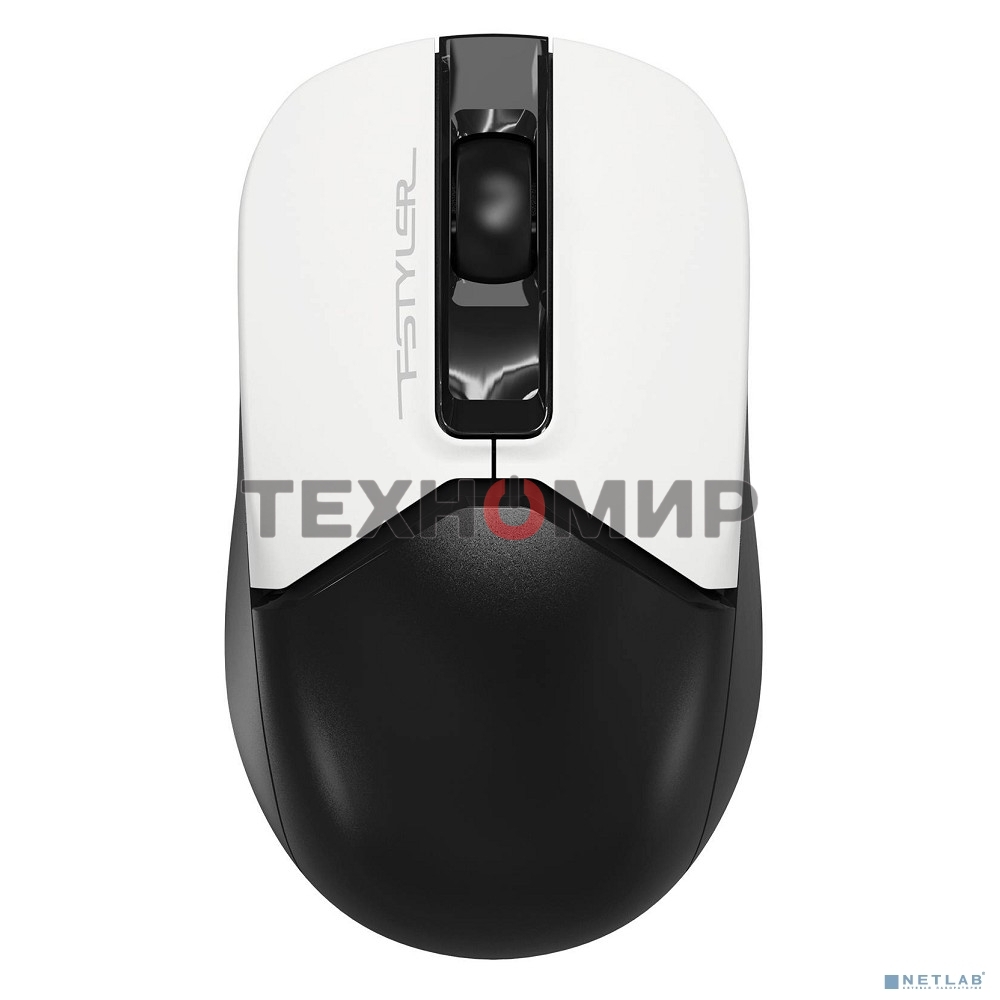 Мышь беспроводная A4Tech Fstyler FG12 белый/черный, 1200 dpi, радиоканал, USB, кнопки - 3