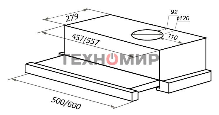 Вытяжка встраиваемая Maunfeld VS Light 60 черный, 60 см, 520 куб. м/ч, 56 дБ