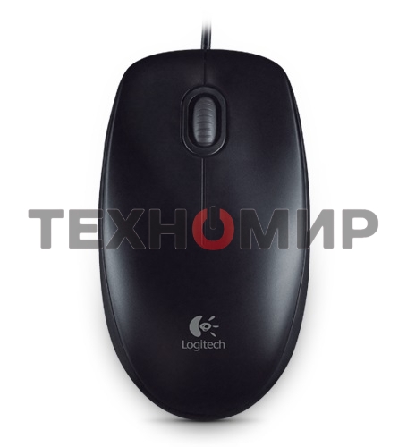 Мышь проводная Logitech B100 черный, 1000 dpi, USB, кнопки - 3