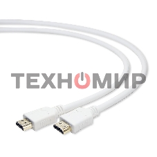 Кабель Cablexpert HDMI CC-HDMI4-W-1M, 19M/19M, v2.0, медь, позол.разъемы, экран, 1м, белый, пакет
