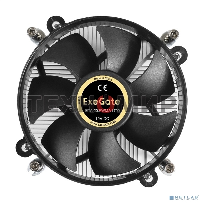 Кулер для процессора ExeGate ETA-20.PWM.V1700 серебристый, 90 мм, алюминий, 2600 об/мин, 23.5 дБ, 4 pin, 90 Вт, 60 мм