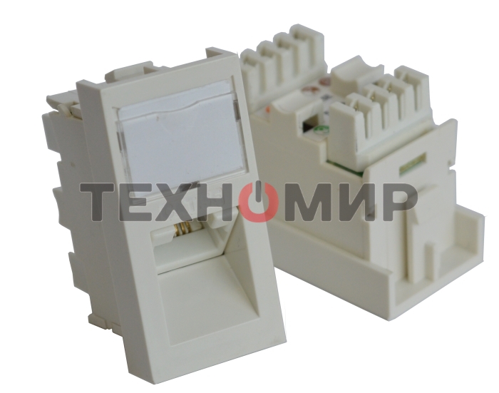 Вставка RJ-45 UTP Cat.5E, 22.5x45 мм угловая, с маркировкой, белая