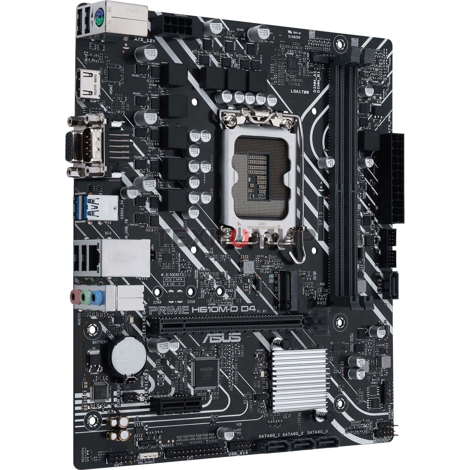 Материнская плата ASUS PRIME H610M-D D4, LGA 1700, Intel H610, 2xDDR4, 4xSATA, 1xM.2, 1xPCIe 4.0 x16, 1xPCI, 1xHDMI, 1xVGA, 1x 1Gb LAN, 2xUSB-A 2.0, 2xUSB-A 3.2 Gen 1, 3x3.5 мм, 7.1, mATX