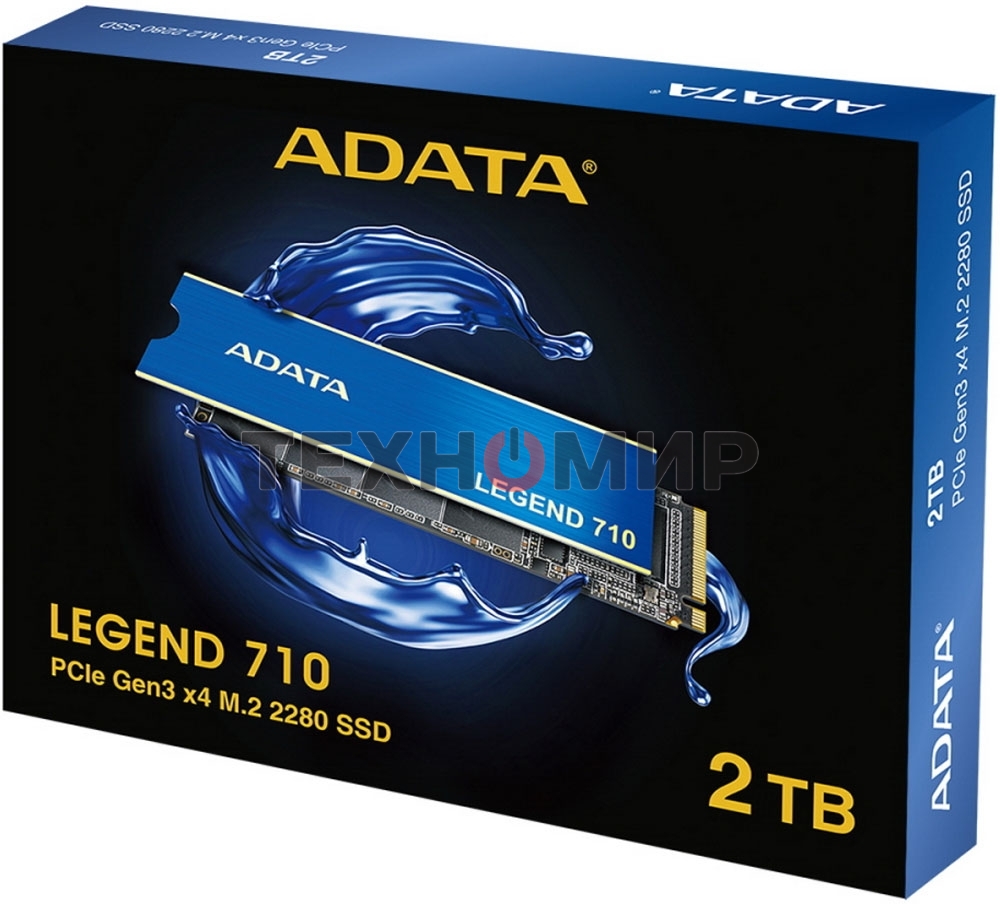 Накопитель SSD ADATA LEGEND 710, 2Tb, PCIe 3.0 x4, M.2 2280, NVMe, R/W 2400/1800, с радиатором