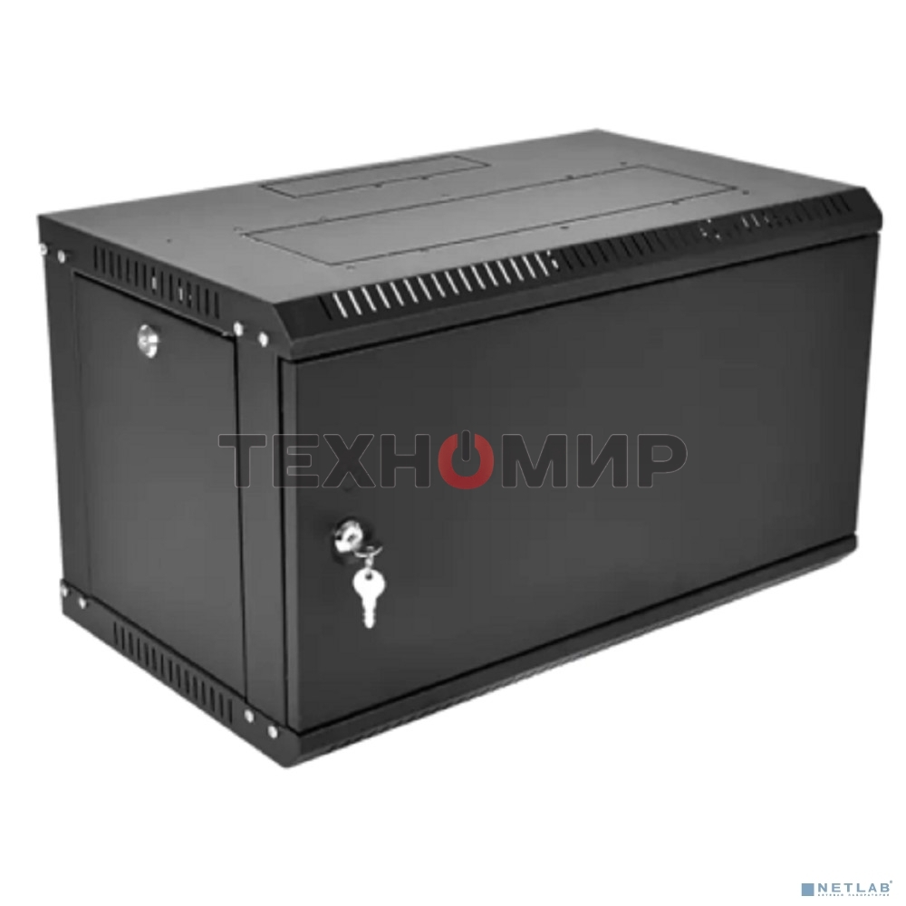 Шкаф телекоммуникационный настенный разборный ЦМО ЭКОНОМ 9U (600 x 350) дверь металл, черный (ШРН-Э-9.350.1-9005)