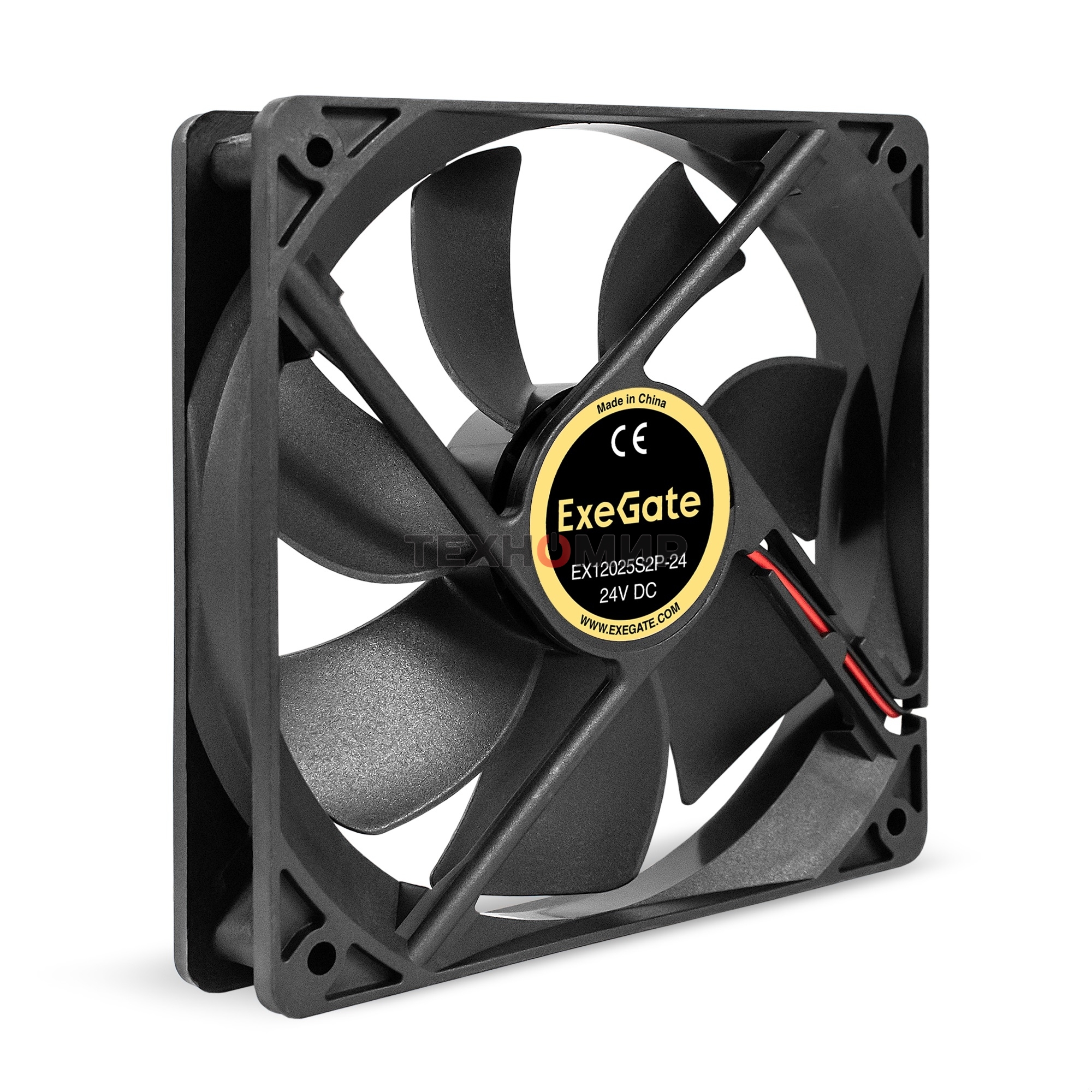 Вентилятор для корпуса ExeGate EX12025S2P-24 черный, 120 мм, 2100 об/мин, 34.2 дБ, 2 pin