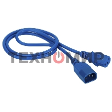 Шнур питания C13-C14, 3х0.75, 220В, 10А, синий, 1 метр