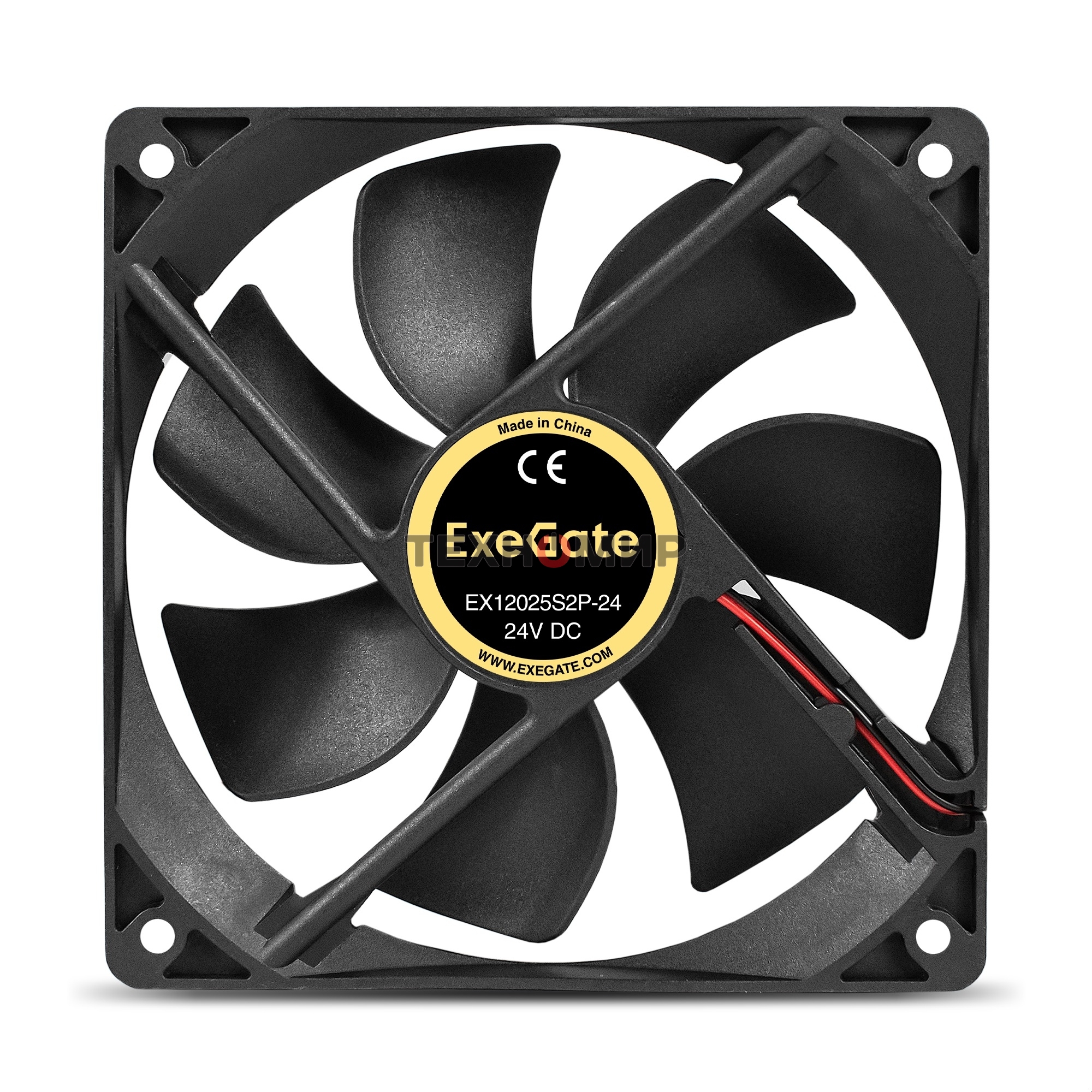 Вентилятор для корпуса ExeGate EX12025S2P-24 черный, 120 мм, 2100 об/мин, 34.2 дБ, 2 pin