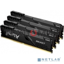 Оперативная память Kingston Fury Beast, DDR4, 32Gb (4x8GB), 3200MHz, CL16, DIMM, с радиатором, черный