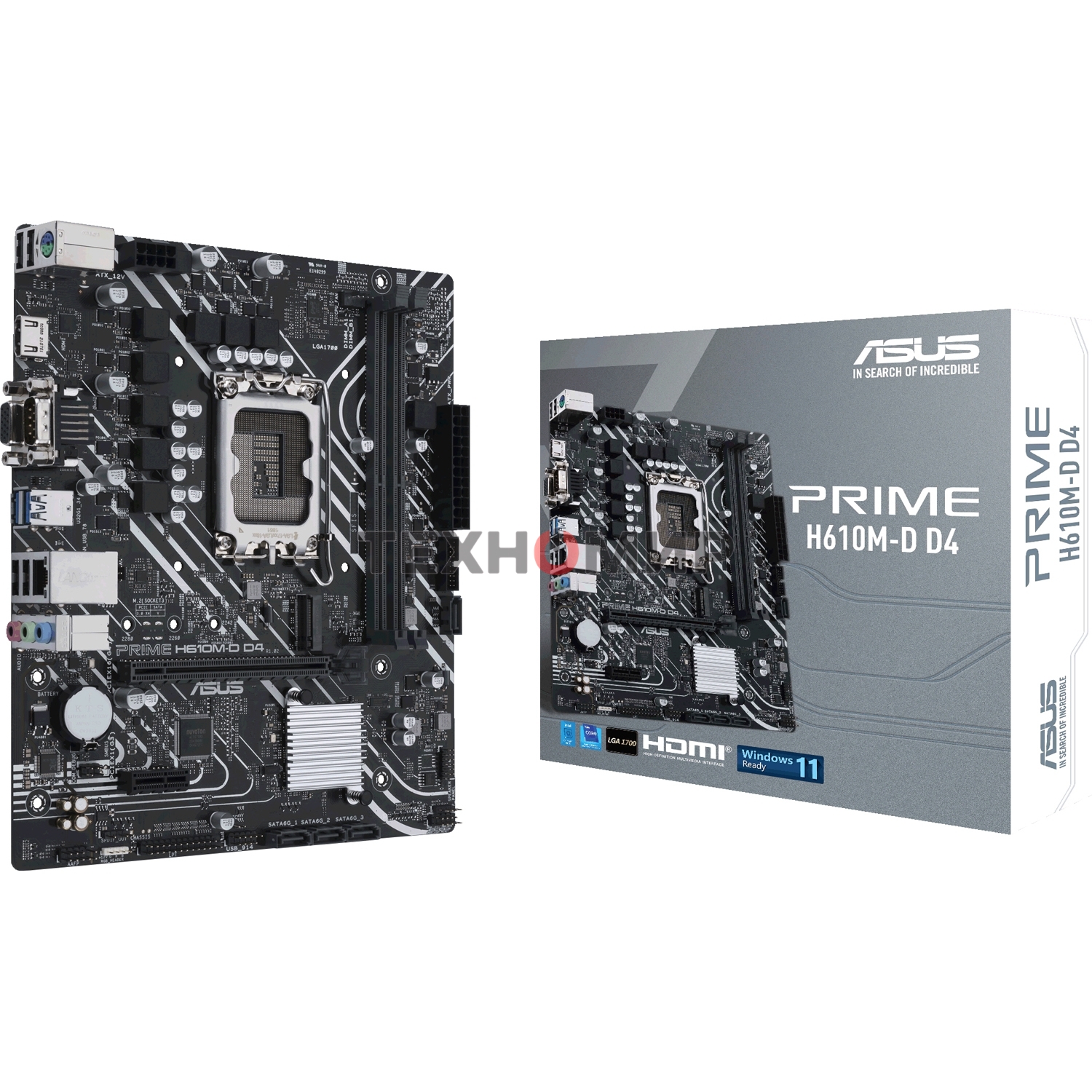 Материнская плата ASUS PRIME H610M-D D4, LGA 1700, Intel H610, 2xDDR4, 4xSATA, 1xM.2, 1xPCIe 4.0 x16, 1xPCI, 1xHDMI, 1xVGA, 1x 1Gb LAN, 2xUSB-A 2.0, 2xUSB-A 3.2 Gen 1, 3x3.5 мм, 7.1, mATX