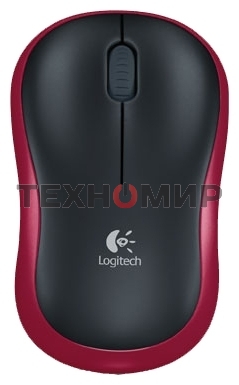 Мышь беспроводная Logitech M185, красный, 1000 dpi, радиоканал, USB, кнопки - 3
