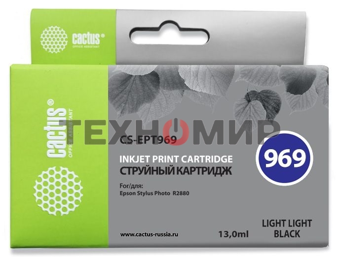 Картридж струйный Cactus CS-EPT969 светло-серый (13 мл) для Epson Stylus Photo R2880
