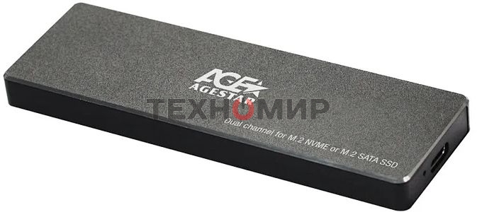 Внешний корпус SSD AgeStar 31UBVS6C NVMe/SATA алюминий черный M2 2280 м