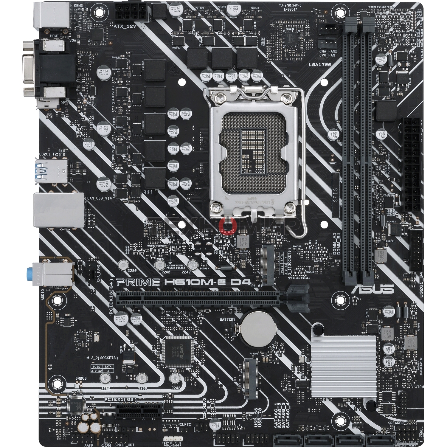 Материнская плата ASUS PRIME H610M-E D4-CSM, LGA 1700, Intel H610, 2xDDR4, 4xSATA, 2xM.2 PCIe 3.0 (x2, x4), 1xPCIe 4.0 x16, 1xPCIe x1, 1xHDMI, 1xDP, 1xVGA, 2xUSB-A 2.0, 2xUSB-A 3.2 Gen 1, 1x 1Gb LAN, 3x3.5 мм, 7.1, mATX