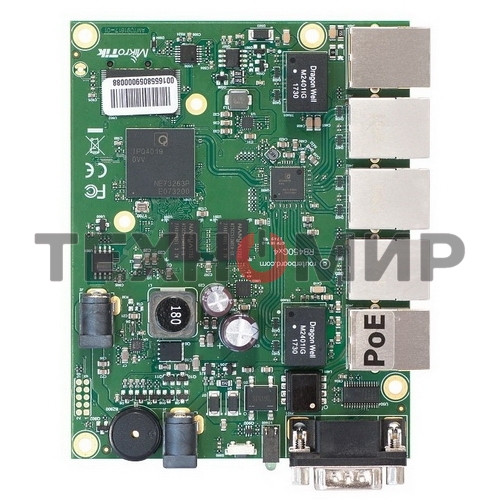 Плата маршрутизатора RB450Gx4 без корпуса RouterBOARD 450Gx4 with four core 716MHz Atheros CPU, 1 Gb RAM, 5 Gigabit LAN ports, PoE OUT on port #5, RouterOS L5