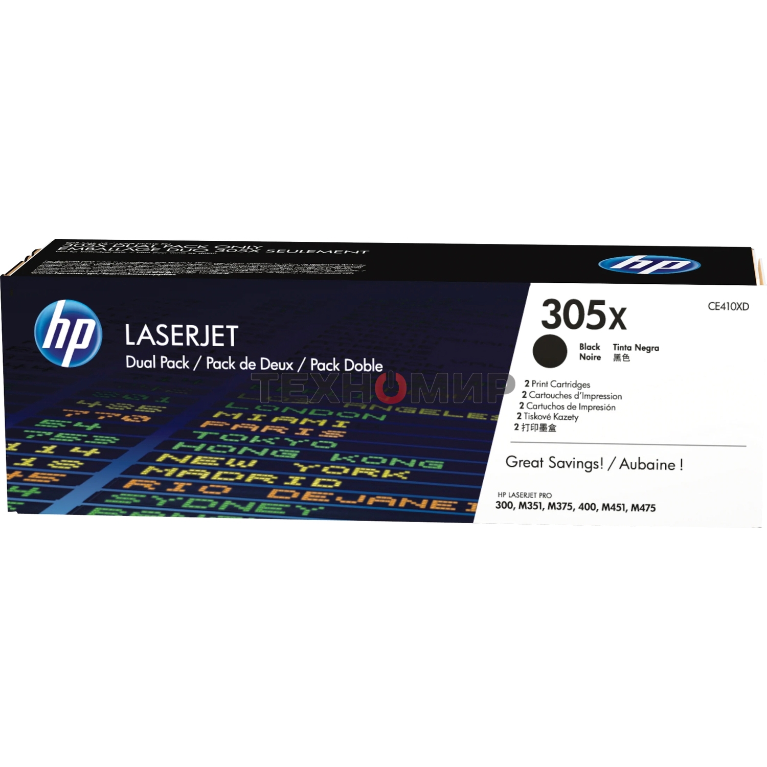 Картридж лазерный HP CE410XD черный двойная упаковка для CLJ Pro 300 Color M351/Pro 400 Color M451/Pro 300 Color MFP M375/Pro 400 Color MFP M475 2 х 4000 стр.