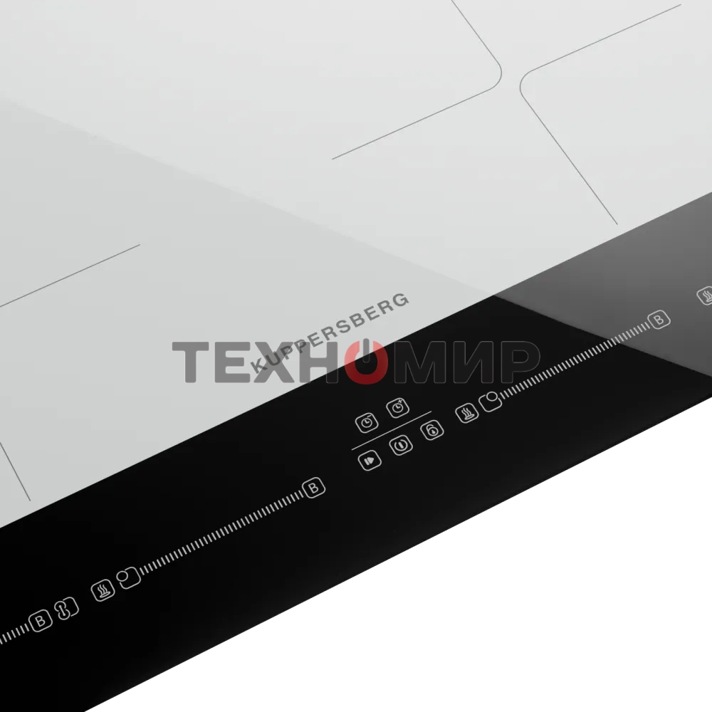 Варочная поверхность Kuppersberg ICI 622 W, индукция, High-Tech, прямой край, 9 уровней мощности, бустер, Stop and Go, Flexi-zone, автоматическое отключение, таймер, авто программы, индикатор остаточного тепла, сенсорное управление, цвет белый