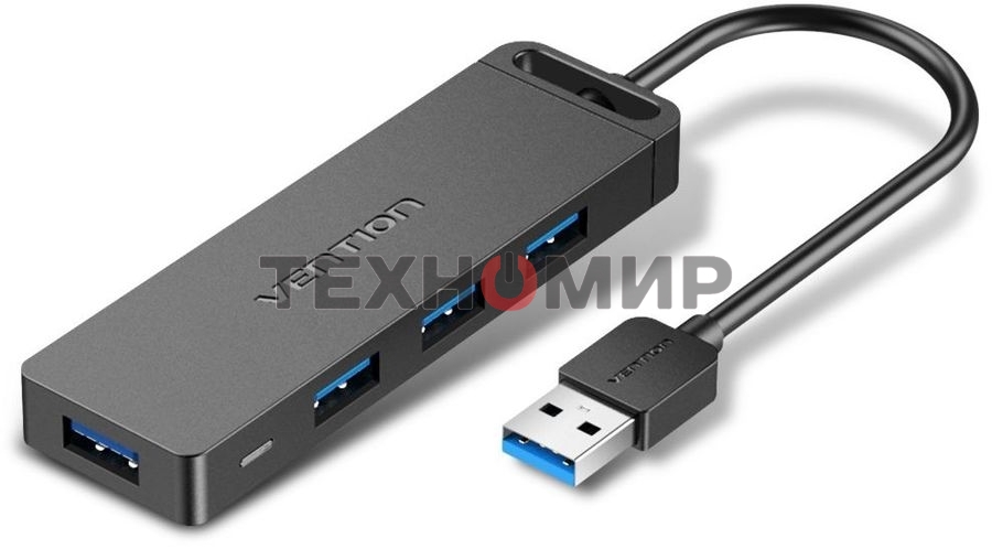 USB-концентратор Vention OTG USB 3.0 на 4 порта черный 1м.