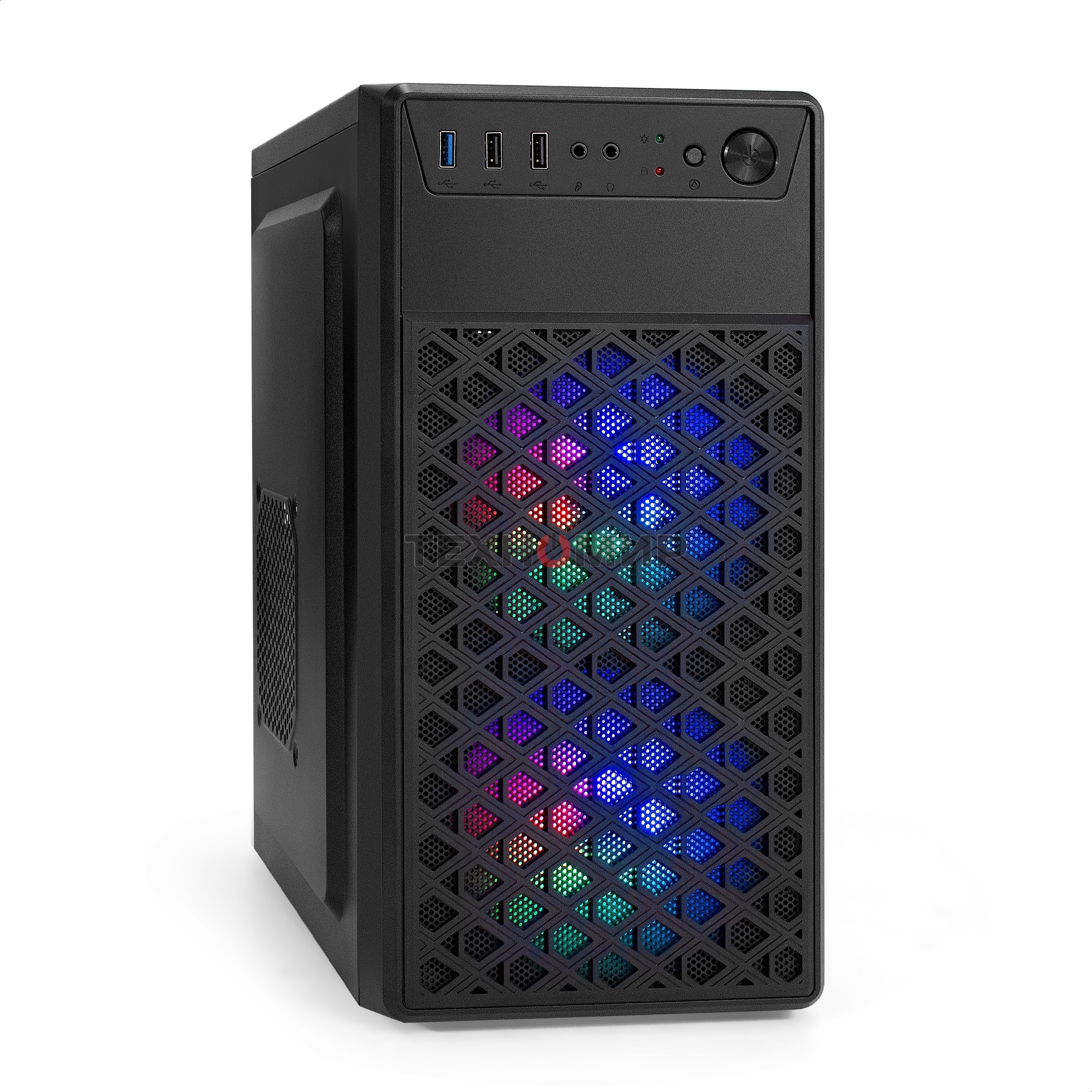 Компьютерный корпус Minitower ExeGate mEVO-7803-XP600 (mATX, БП XP600 с вент. 12см, 2*USB+1*USB 3.0, HD аудио, черный, 2 вент. 12см с RGb подсветкой)