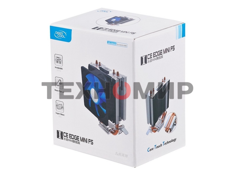 Кулер для процессора DEEPCOOL ICE EDGE MINI FS V2.0 синий, 80 мм, алюминий/медь, 2200 об/мин, 24.7 дБ, 3 pin, 100 Вт, 112 мм