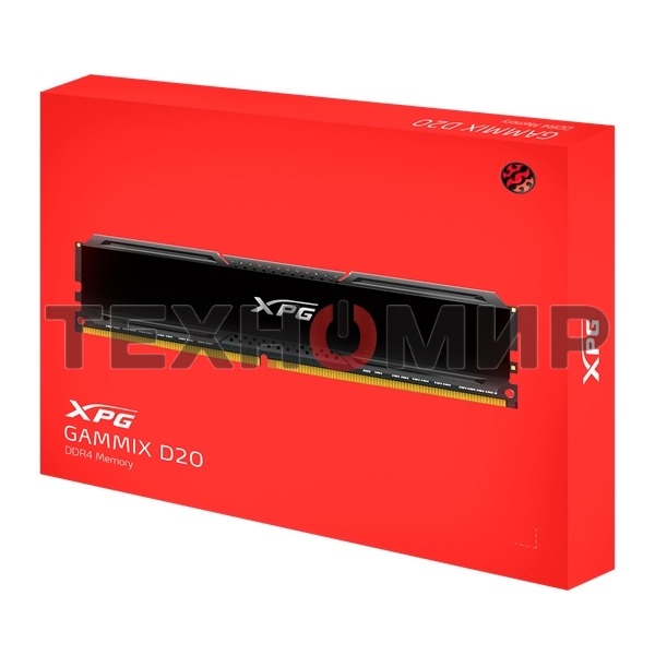 Оперативная память XPG Gaммix D20, DDR4, 32GB (2x16GB), 3200MHz, CL16, UDIMM, с радиатором, черный