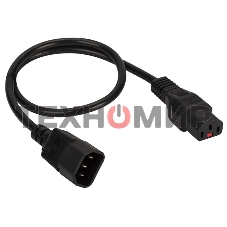 Шнур питания Lanmaster с блокировкой C13-C14, 3х0.75, 220В, 10А, черный, 3 метра