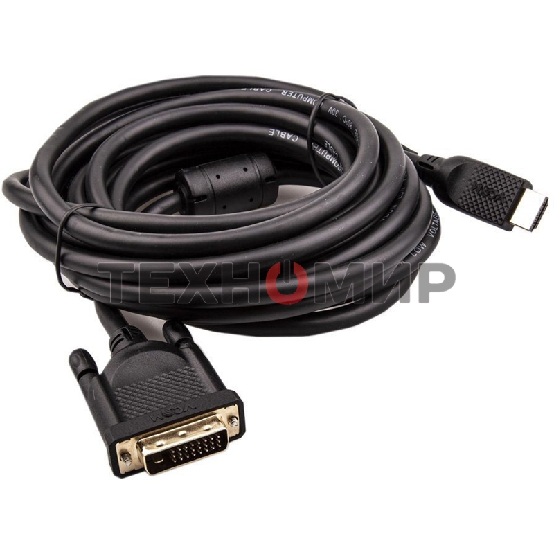 Кабель HDMI AM/DVI(24+1)M, 5м, CU, 1080P@60Hz, 2F, VCOM CG484GD-5M