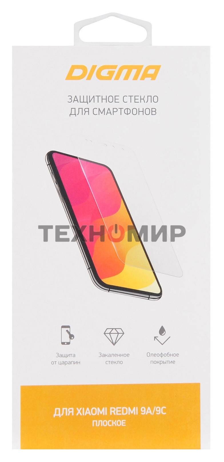 Защитное стекло для экрана Digma для Xiaomi Redmi 9A/9C прозрачная 1шт. (DGG1XR9ACA)