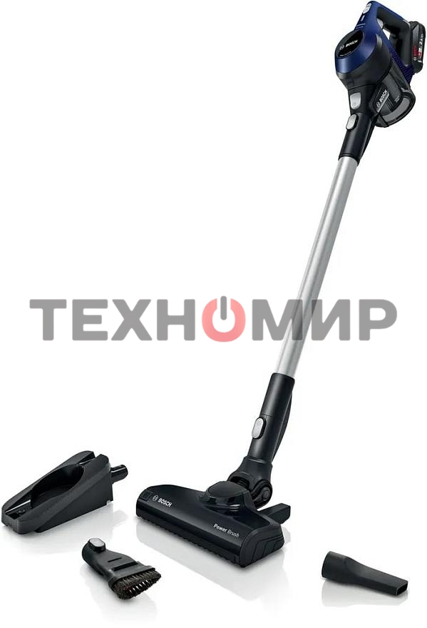 Пылесос вертикальный Bosch Unlimited BCS611P4A POWER FOR ALL 18V синий/черный, питание от аккумулятора, уборка сухая, работа от АКБ max 30 мин