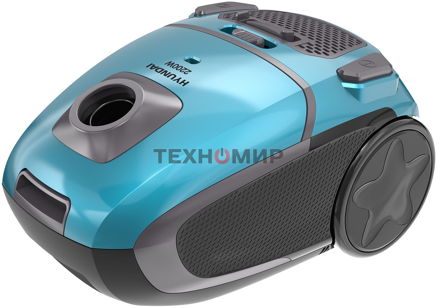 Пылесос Hyundai HYV-B4990 бирюзовый/черный, 400/2220 Вт, уборка сухая, пылесборник мешок, 2.5 л (в компл.:1мешок)