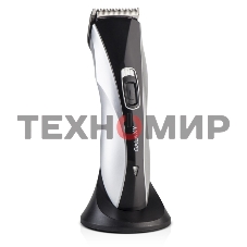 Набор для стрижки Galaxy Line GL 4155, черный с серебристым, лезвия из японской нержавеющей стали, индикатор работы и заряда, время непрерывной работы 45 мин, 4 насадки–расчески (3, 6, 9, 12 мм), эргономичный дизайн