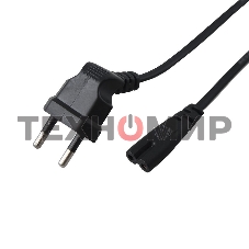 Шнур сетевой Rexant вилка угловая - евроразъем С7, кабель 2x0,5 мм², длина 1,5 м. (PE пакет)