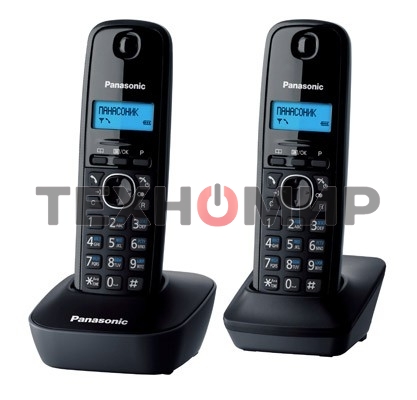 Телефон беспроводной (DECT) Panasonic KX-TG1612RUH (серый) Доп трубка в комплекте,АОН, Caller ID,12 мелодий звонка,поиск трубки
