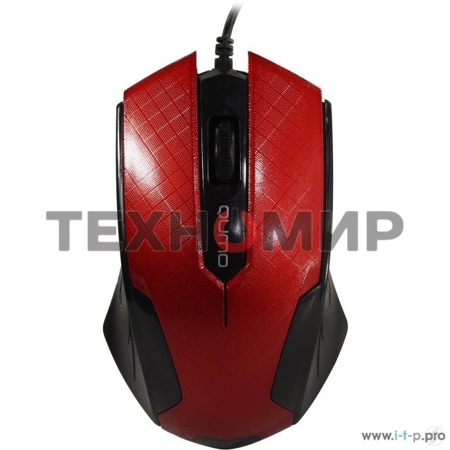 Мышь проводная Qumo Office M14 красный, 1000 dpi, USB, кнопки - 3