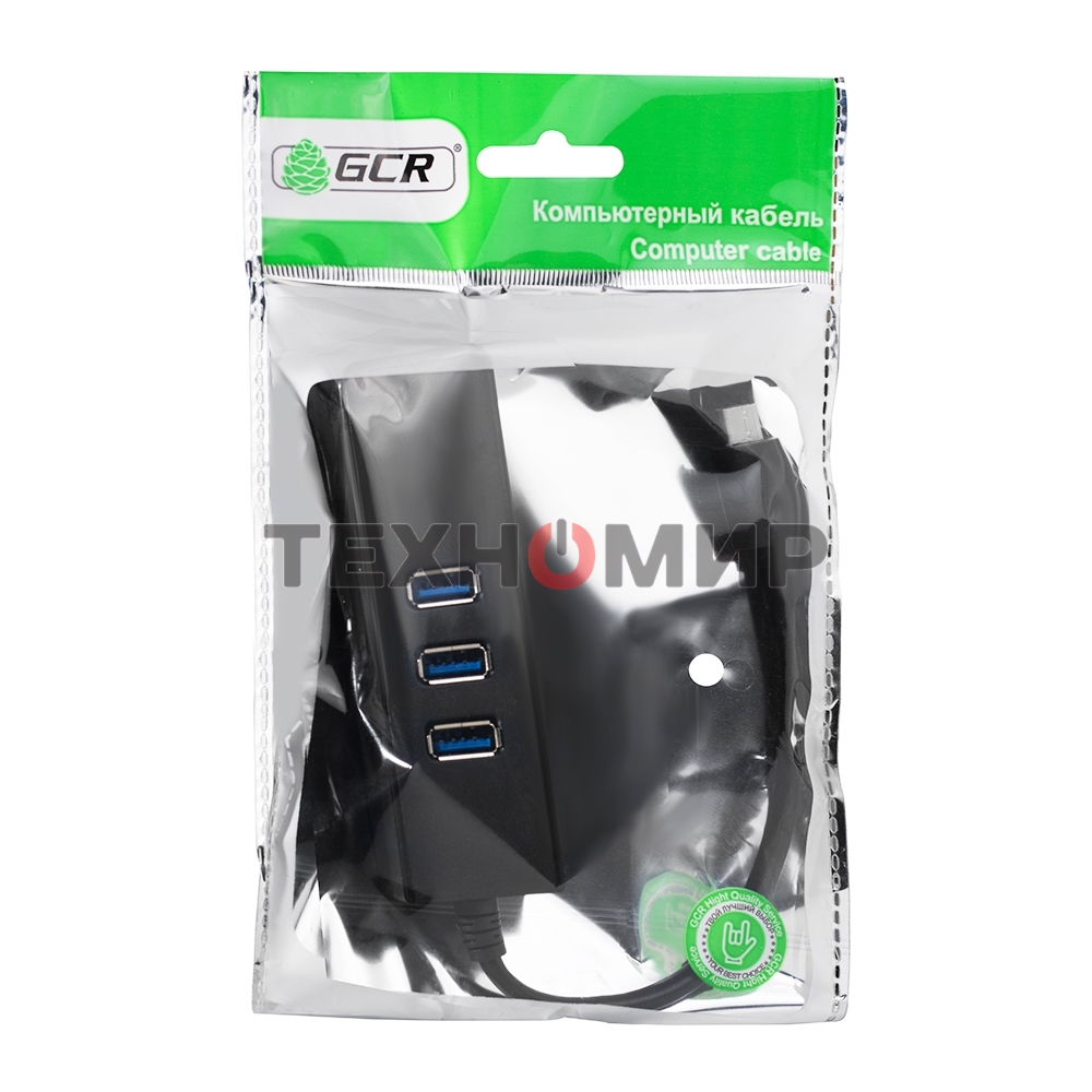 Cетевой адаптер Greenconnect USB 3.1 Тип C M -> Ethernet RJ-45 F Lan Card + USB 2.0-хаб на 3 порта (GCR-UC2CL01)