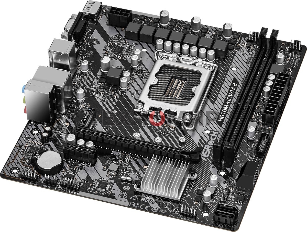 Материнская плата ASRock H610M-HDV/M.2 R2.0, LGA 1700, Intel H610, 2xDDR4, 4xSATA, 1xM.2, 1xPCIe 4.0 x16, 1xPCIe x1, 1xDP, 1xHDMI, 1xVGA, 1x 1Gb LAN, 2xUSB-A 3.2 Gen 1, 4xUSB 2.0, 3x3.5 мм, 7.1, mATX