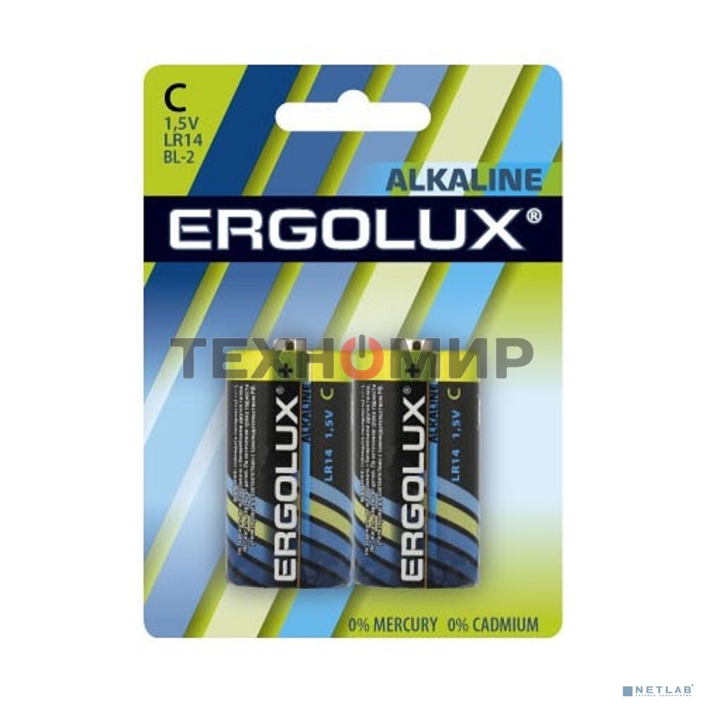 Элемент питания алкалиновый Ergolux LR14 BL-2 LR14 BL-2 1.5В Alkaline (2шт в упаковке)