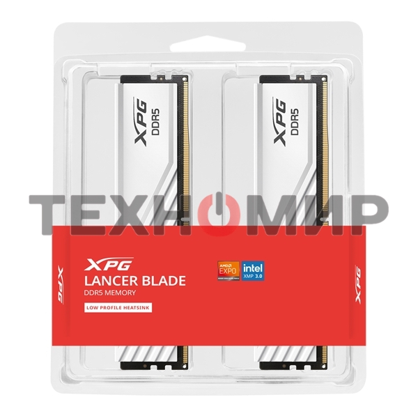 Оперативная память XPG Lancer Blade, DDR5, 32GB (2x16GB), 6000MHz, CL34, DIMM, с радиаторами, белый