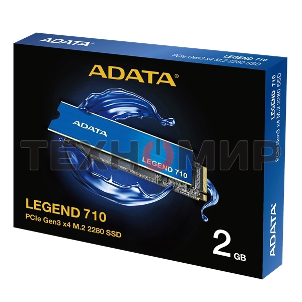 Накопитель SSD ADATA LEGEND 710, 2Tb, PCIe 3.0 x4, M.2 2280, NVMe, R/W 2400/1800, с радиатором