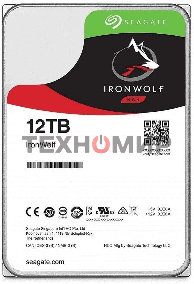 Жесткий диск Seagate Ironwolf ST12000VN0008, 12Tb SATA 6.0Gb/s, 7200 rpm, 256mb buffer, 3.5