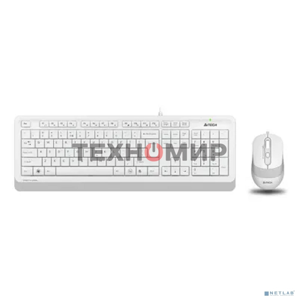 Комплект клавиатура+мышь A4Tech FStyler F1010 проводной, USB, 1600 DPI, белый/серый