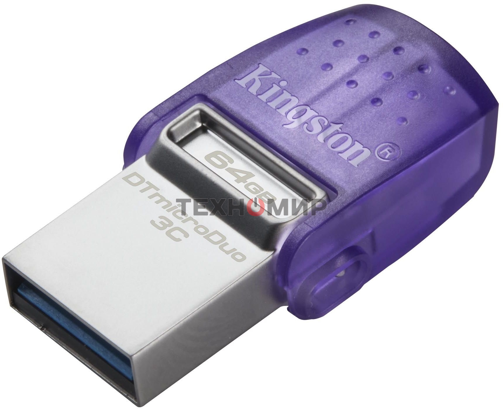 Флешка USB Kingston DataTraveler microDuo 3C (DTDUO3CG3/64Gb), 64Gb, USB 3.2 Gen 1/Type-C, R/W 200/15, фиолетовый