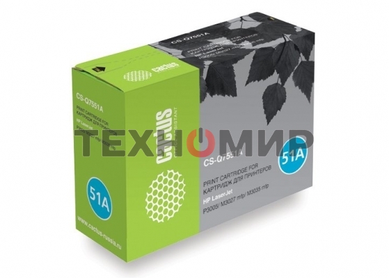 Картридж лазерный Cactus CS-Q7551A черный (6500 стр.) для HP Laser Jet P3005/M3027 mfp/M3035 mfp.