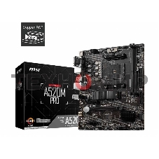 Материнская плата MSI A520M PRO, AM4, AMD A520, 2xDDR4, 4xSATA, 1xM.2, 1xPCIe 3.0 x16, 1xVGA, 1xDP, 1xHDMI, 1x 1Gb LAN, 2xUSB 2.0, 4xUSB 3.2 Gen 1, 3x3.5 мм, 7.1, mATX