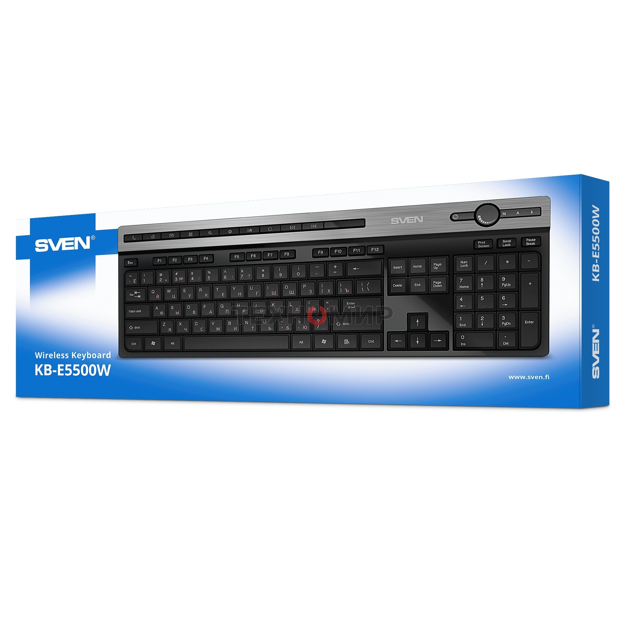 Клавиатура Sven KB-E5500W беспроводная, радиоканал, чёрный