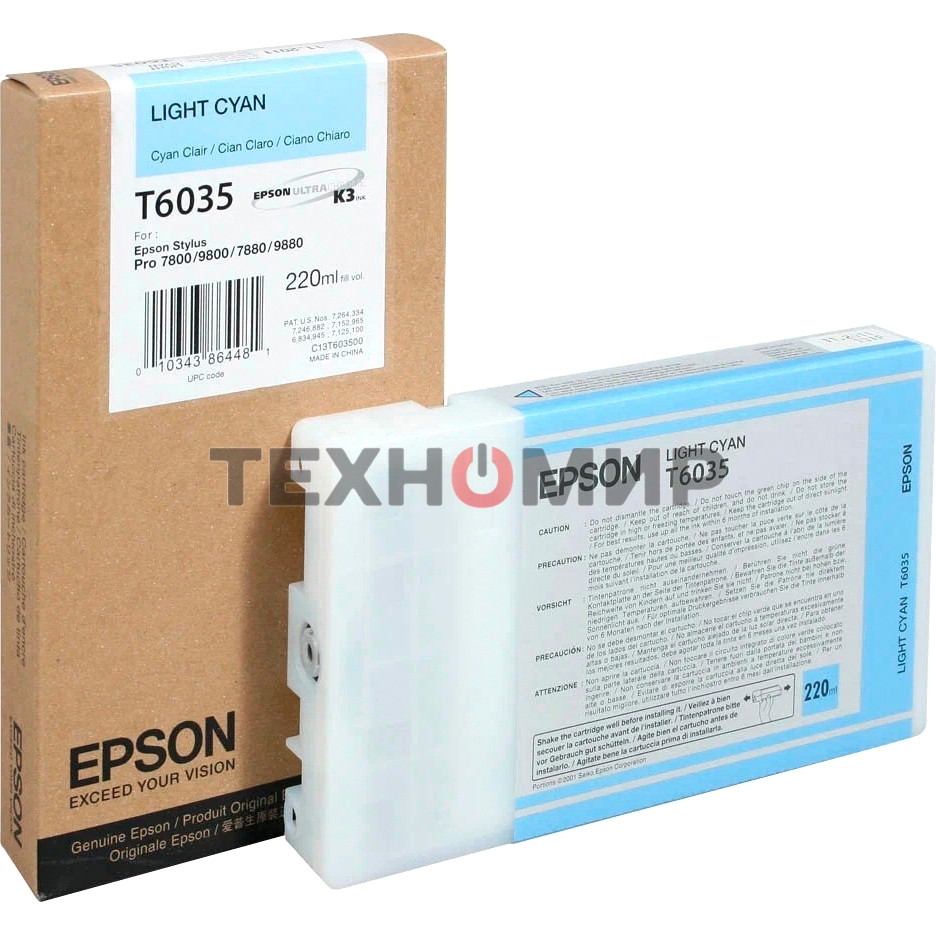 Картридж струйный Epson C13T603500 светло-голубой для Epson St Pro 7800/9800/7880/9880 (220мл)