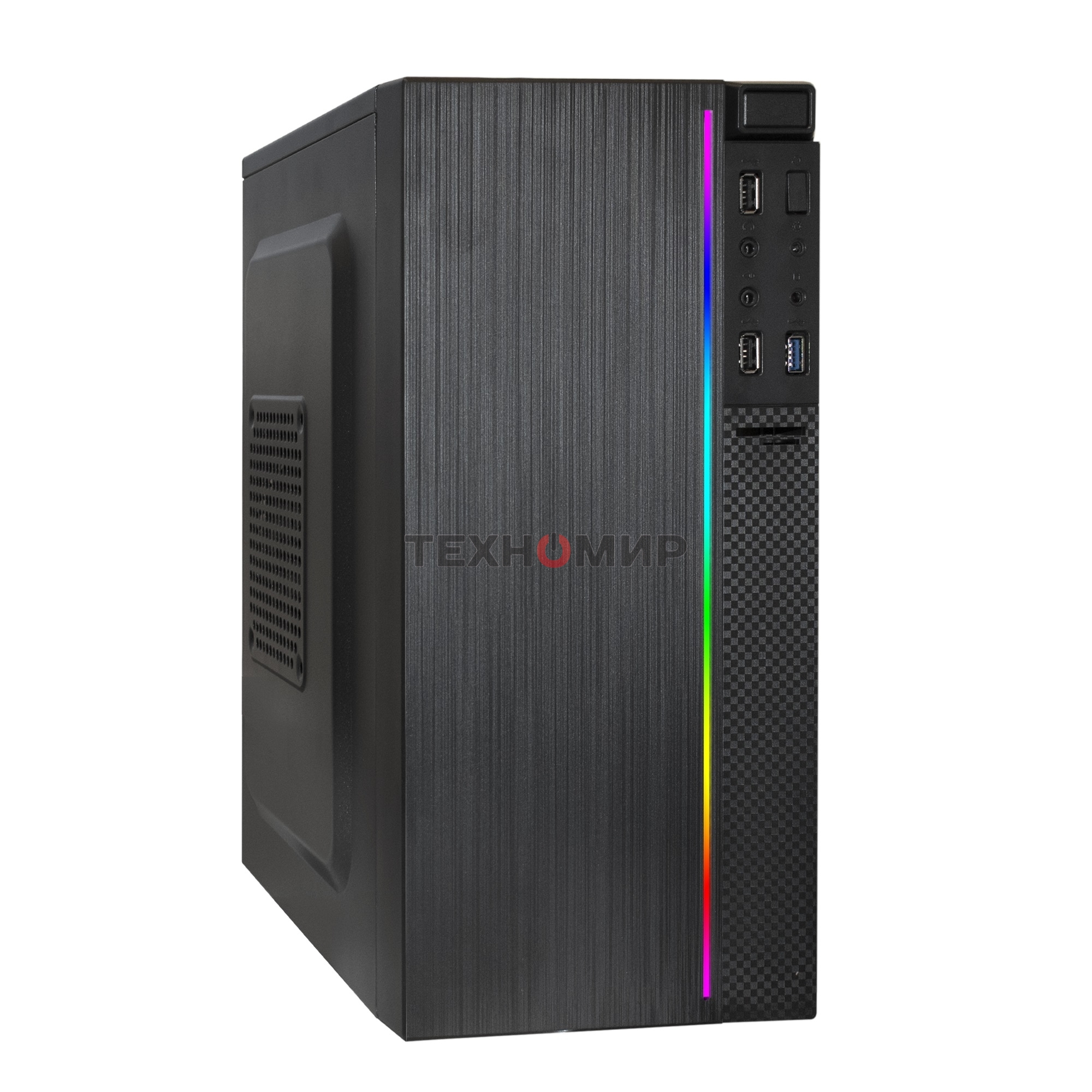Компьютерный корпус Minitower ExeGate mEVO-9302-RGb (mATX, без БП, 2хUSB+1хUSB 3.0, HD аудио, черный с RGb подсветкой)